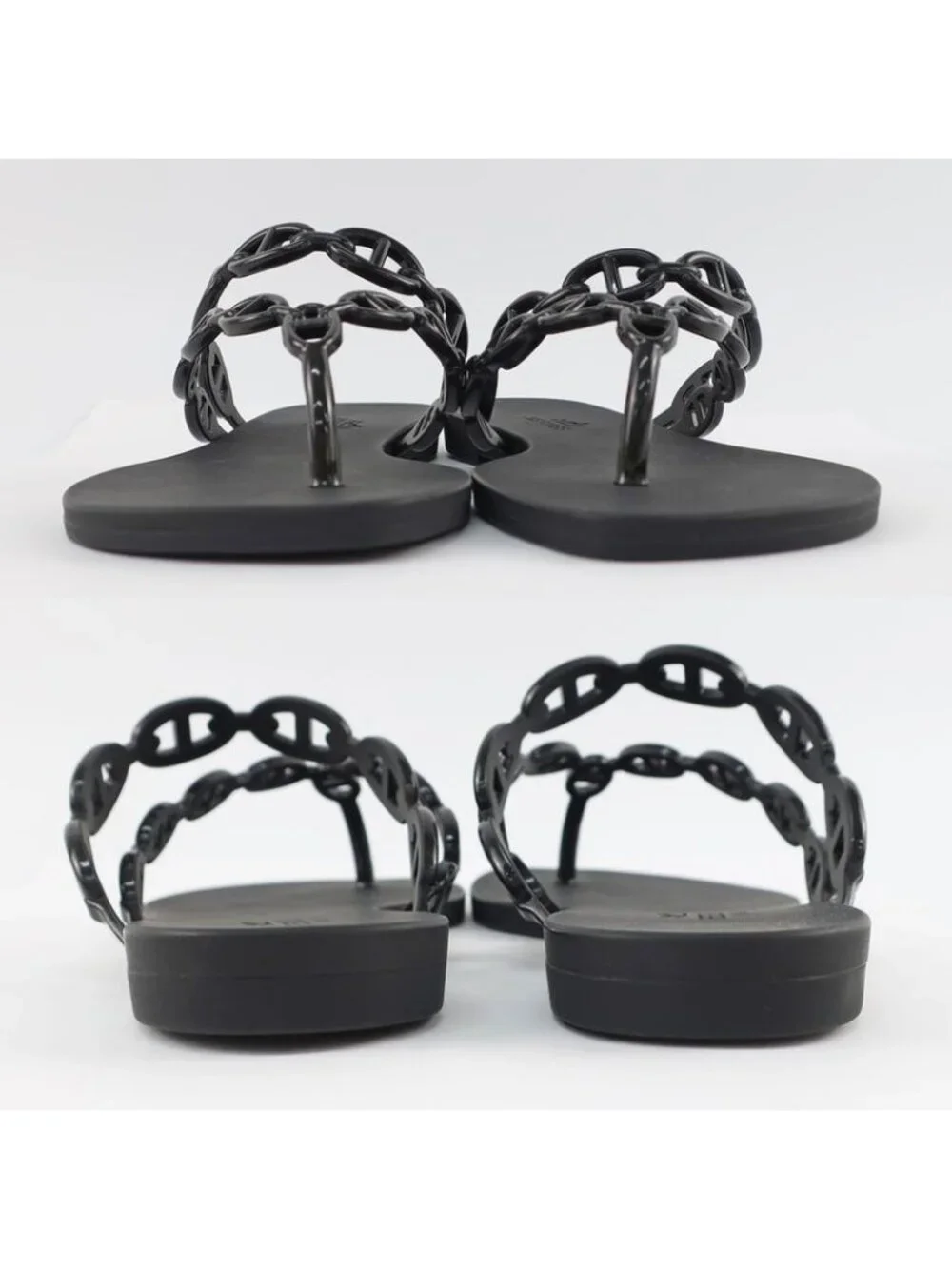 Hermes Island Sandals Chaine D'ancre Black Rubber Size 36 - Picture 4 of 10